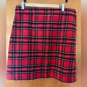 J.crew factory Plaid Red and Black Wool Blend Women's Skirt